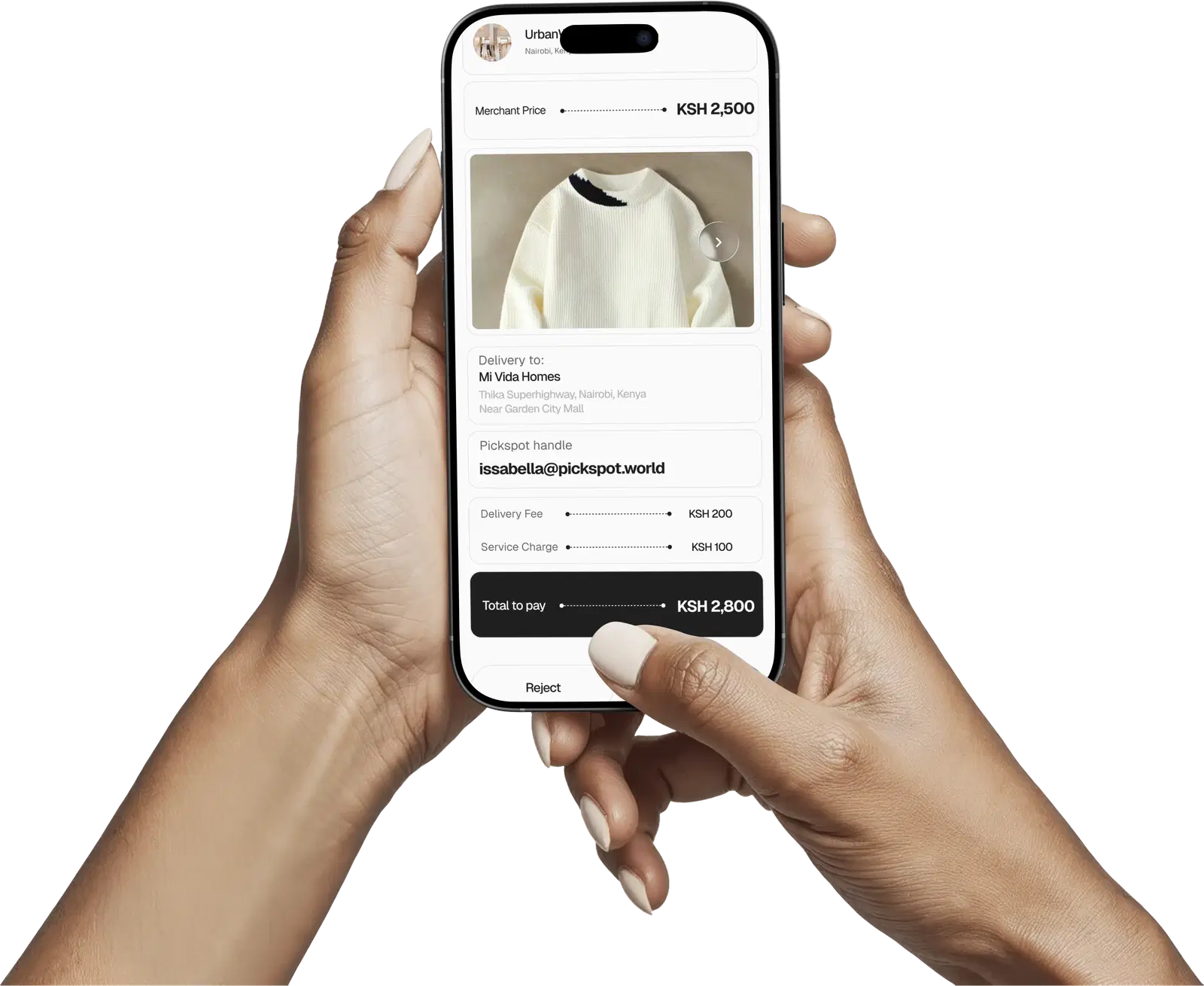 Reviewing an order request in the PickSpot app