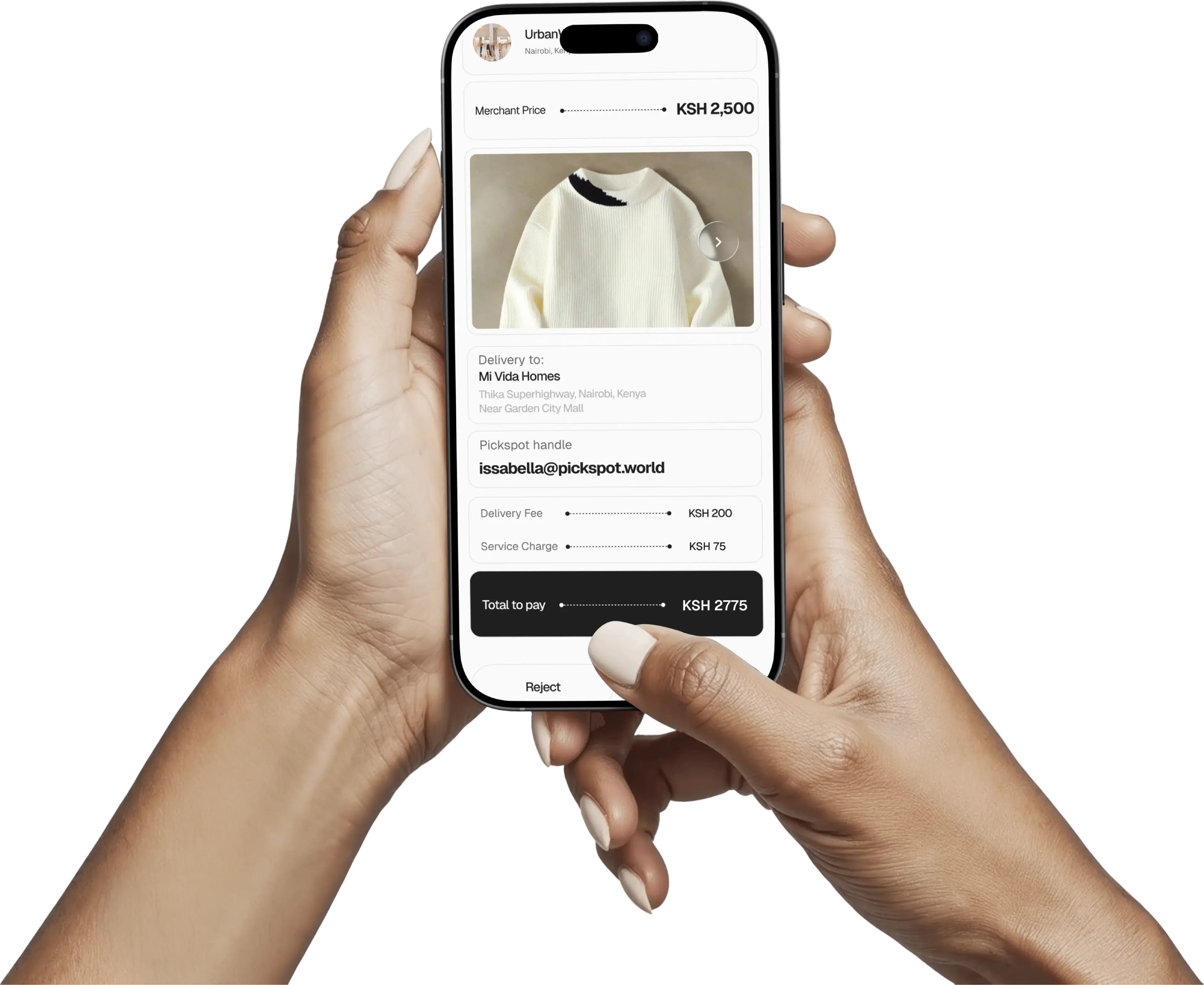 Reviewing an order request in the PickSpot app