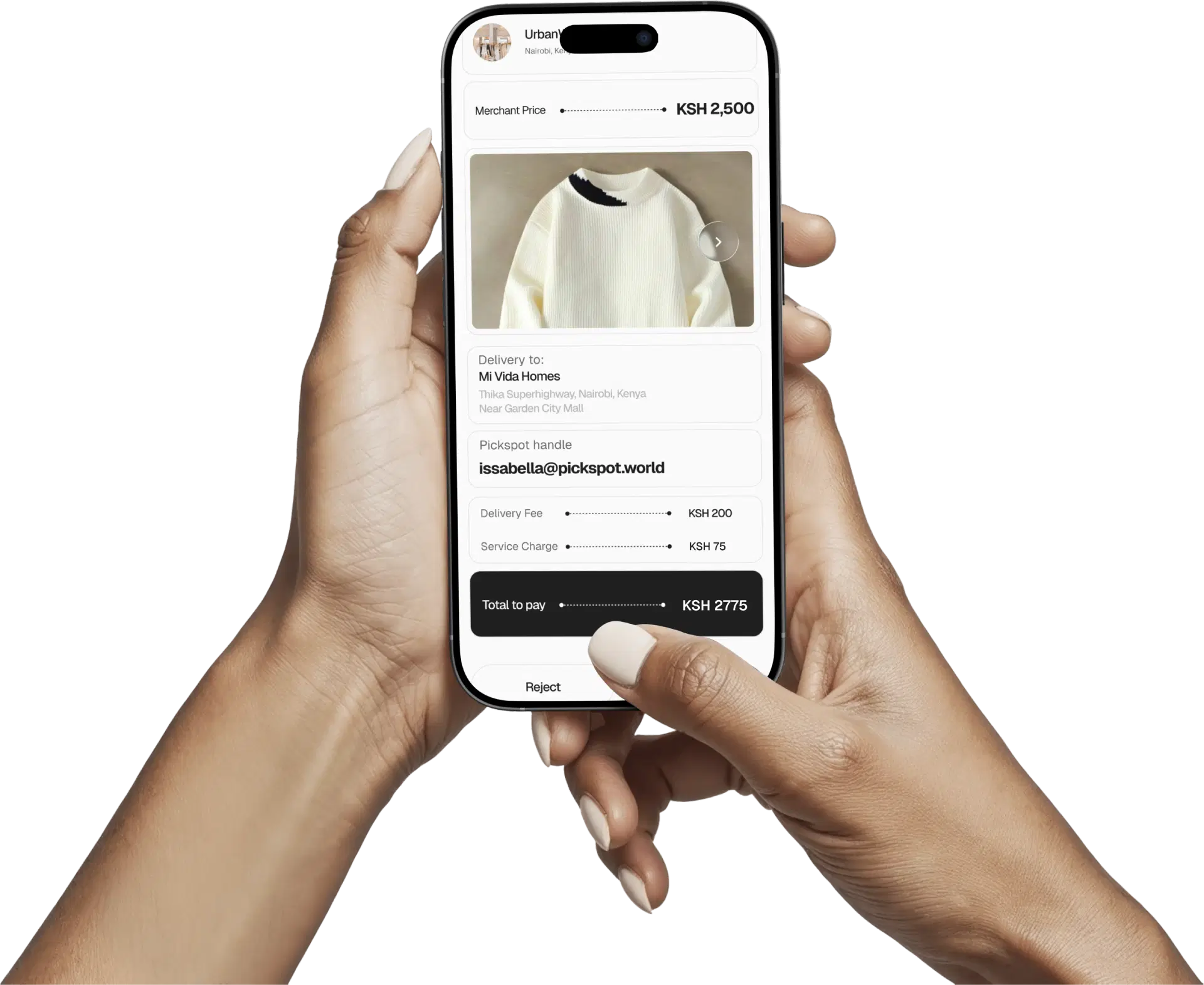 Reviewing an order request in the PickSpot app
